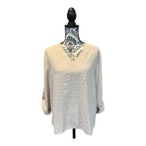 Unbranded Button Back Chiffon Clip Dot Blouse Off White L